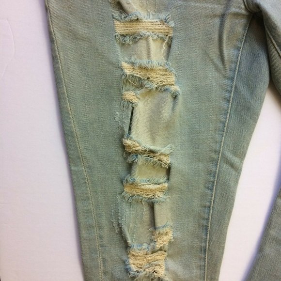 William Rast Womens Jeans Size 27 Skinny Mid Rise Ripped Distresed Light Wash - Picture 4 of 8